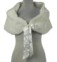 Dámská smetanová kožešinová pelerína se stuhou