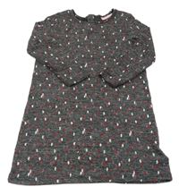 Tmavošedé šaty s barevnými puntíky Lupilu