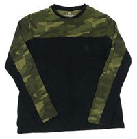 Khaki army-černé triko M&S
