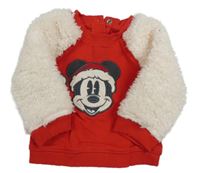Červeno-smetanová mikina s Mickeym Disney