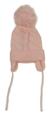 Světlerůžová čepice s bambulí 
