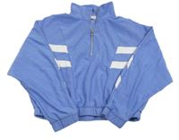 Světlmodro-bílá žebrovaná crop mikina zn. Primark