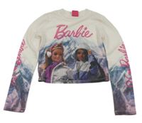 Bílé síťované crop triko s Barbie RIVER ISLAND