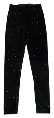 Černé sametové legíny s kamínky Dunnes