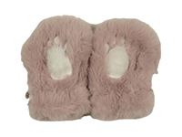 Starorůžové kožešinové podšité rukavice s tlapkou