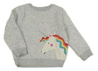 Šedá meliorovaná mikina s jednorožcem Joules