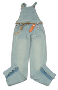 Nové - Světlemodré laclové rifle s páskem 