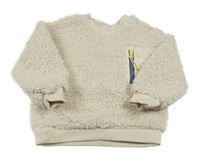 Béžová huňatá podšitá mikina s kapsou 