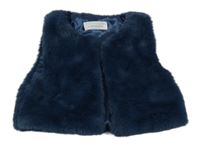 Tmavomodrá kožešinová podšitá vesta Primark