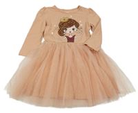 Lososové slavnostní šaty s holčičkou a tylovou sukní C&A