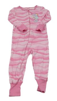 Růžový pruhovaný overal s mořským koníkem 