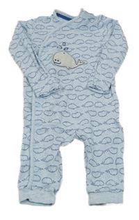 Modro-bílý melírovaný overal s velrybami F&F