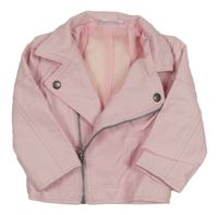 Světlerůžový koženkový jarní křivák s límečkem Ergee