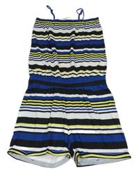 Čern.-safírovo-bílý pruhovaný kraťasový overal Page one young