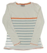 Bílo-modro-oranžové triko s pruhy Alive