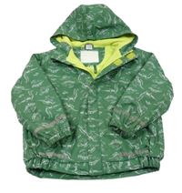 Zelená nepromokavá jarní bunda s dinosaury a kapucí Kiki&Koko