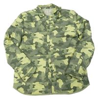 Khaki-limetová army košilová zateplená bunda John Lewis