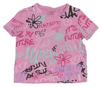 Růžové crop tričko s nápisem Primark