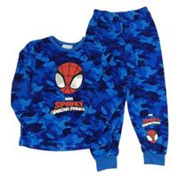 Modro-tmavomodré army plyšové pyžamo se Spider-manem Marvel