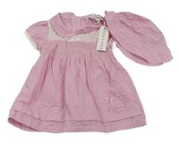 2 set - Růžovo-bílé kostkované plátěné šaty + klobouk KrisxKids
