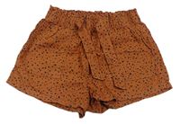 Rezavo-šedé vzorované plátěné kraťasy H&M