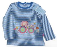 Modro-bílé pruhované triko s traktorem Jojo Maman Bébé