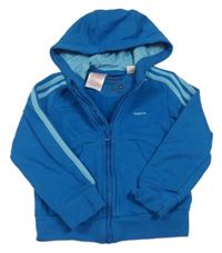 Petrolejová propínací mikina s logem a kapucí Adidas