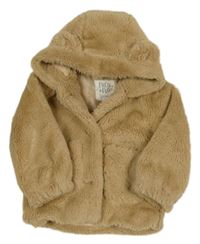 Béžová kožešinová podšitá bunda s kapucí F&F