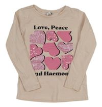 Světlerůžové triko se srdíčky Dopodopo