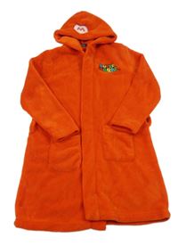 Červený chlupatý župan s Máriem a kapucí 