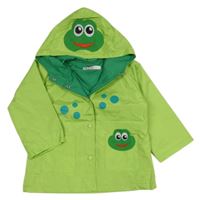 Limetková šusťáková jarní bunda se žabičkami a kapucí