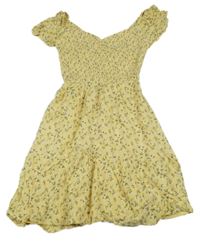 Žluté žabičkové šaty s kytičkami Hollister
