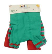 Nové - 2x - Červené + zelené punčocháče s proužky Kuniboo