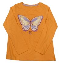 Oranžové triko s motýlkem 