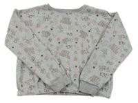 Šedá mikina s nápisy a obrázky Y.F.K.