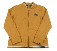 Béžová propínací mikina s nápisem a proužky Okaidi