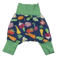 Tmavomodro-zelené tepláky se zelenou Frugi