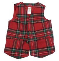 Červeno-barevná kostkovaná společenská vesta Gymboree