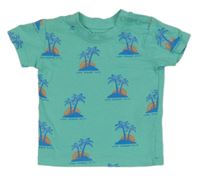 Azurové tričko s palmami Primark 