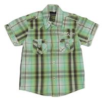 Zeleno-bílo-hnědá kostkovaná košile s nápisem C&A