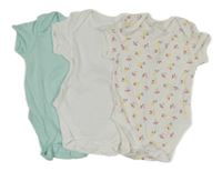 3x - Bílé + mátové + bílé body s kytičkami George 