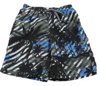 Černo-šedé vzorované plážové kraťasy s palmami Charles Vögele