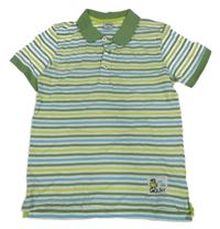 Zeleno-modro-bílé pruhované polo tričko Y.F.K. 
