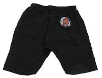 Černé plátěné kraťasy s výšivkou 