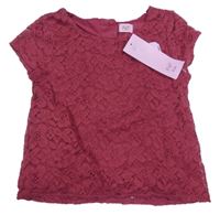 Nové - Malinová krajková halenka F&F