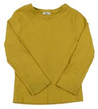 Hořčicové žebrované triko F&F