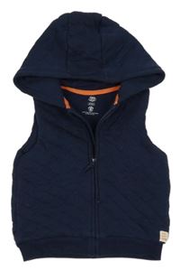 Tmavomodrá vzorovaná tepláková zateplená vesta s kapucí F&F