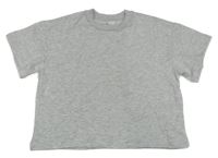 Šedé melírované crop tričko s mašličkami z korálků H&M