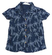 Tmavomodrá košile s palmami H&M