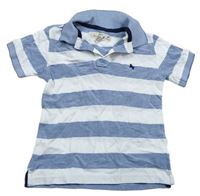 Modro-bílé pruhované melírované polo tričko s výšivkou H&M